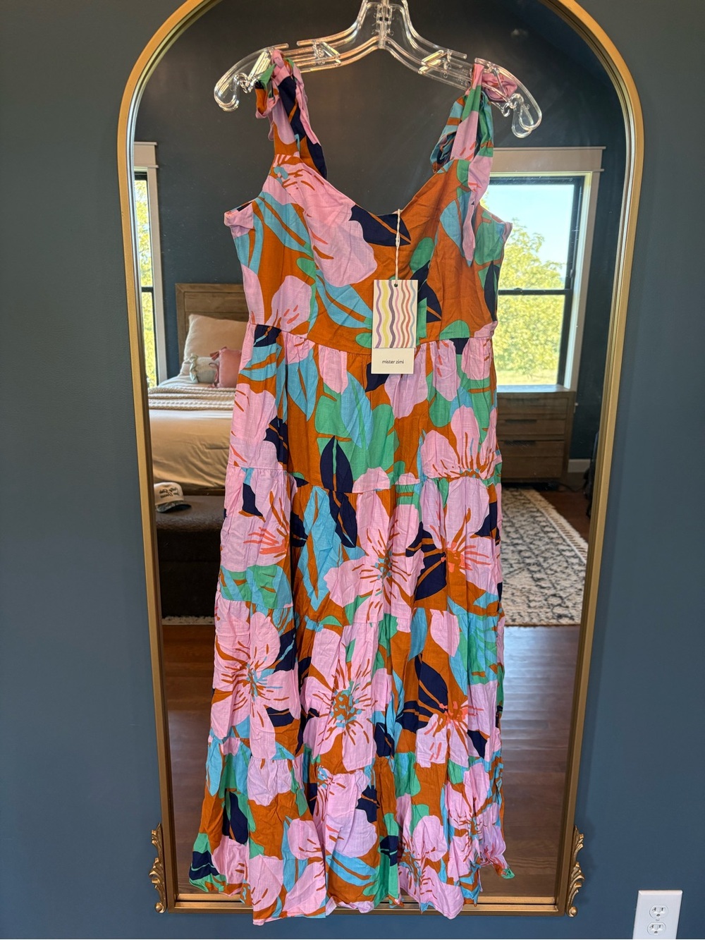 Mister Zimi Dress Midi Colorful Floral Vacation NWT Size 10 Women’s Resortwear